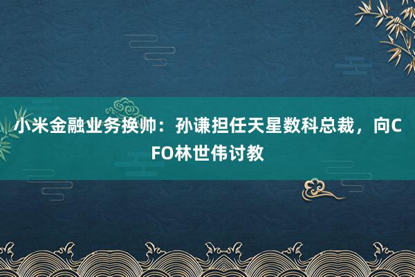 小米金融业务换帅：孙谦担任天星数科总裁，向CFO林世伟讨教